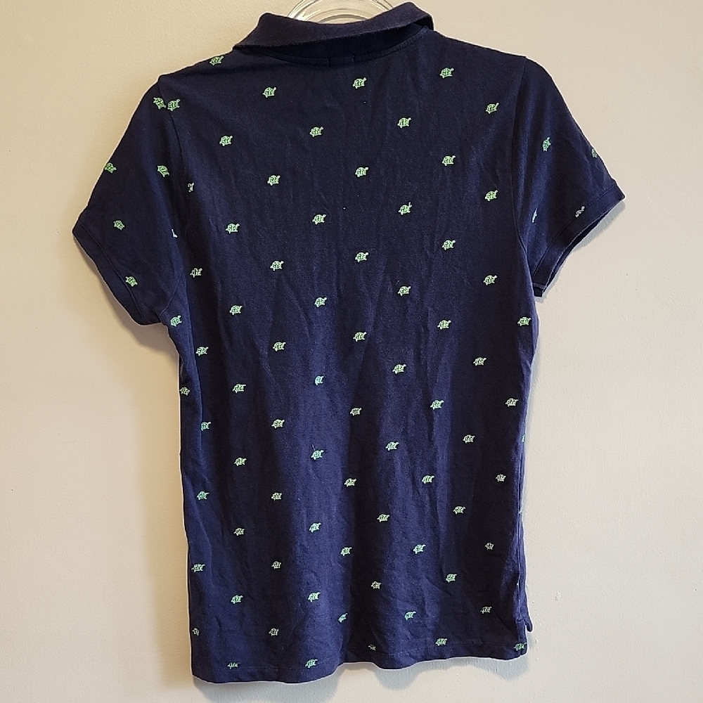 J. Crew Navy Polo Shirt with Embroidered Green Turtle Design - Picture 5 of 5